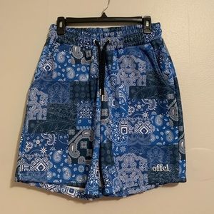 BoohooMan blue bandana shorts
